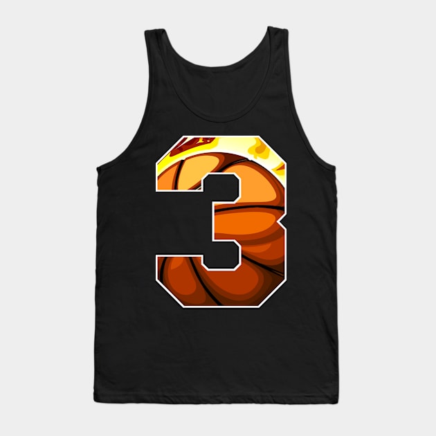 Boys Personalized Custom Number 3 Basketball Gift Tank Top by grendelfly73